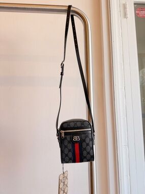 Balenciaga x Gucci Hacker Project Black Monogram Crossbody Bag